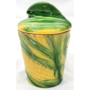 Vallona Starr CORN ON THE COB design JAM JAR with full Lid #52 #36 *cracked*